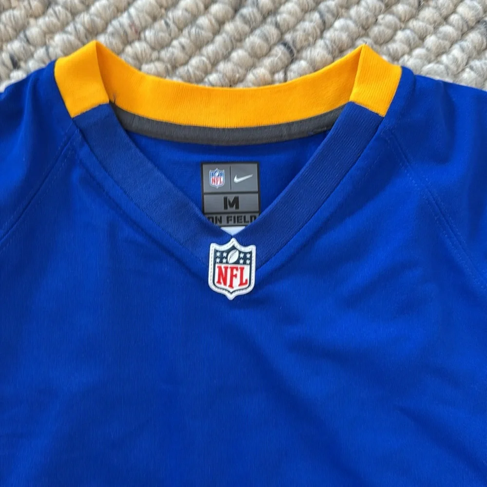 NWT Nike NFL Youth Boys On Field Medium Blue Gold Colors Short‎ Sleeve Jersey.